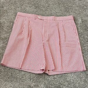 McCutcheon’s Red & White Seersucker Pleated Shorts Made in‎ USA 40
